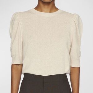 FRAME Ivory Cashmere Puff Sleeve Sweater